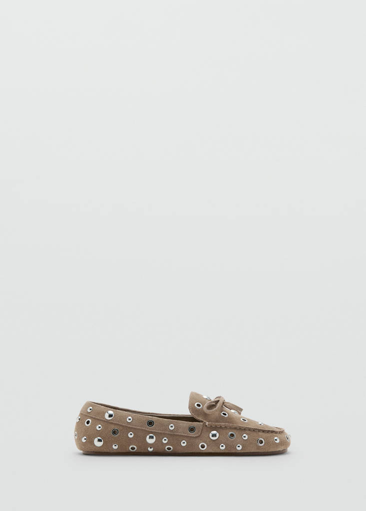Suede moccasin with eyelets — Sand