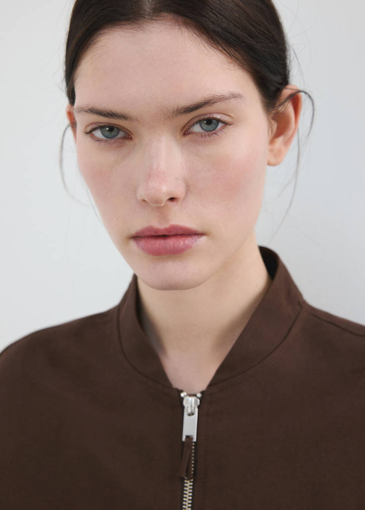 Linen bomber jacket — Chocolate