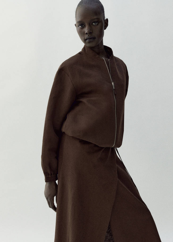 Linen bomber jacket — Chocolate