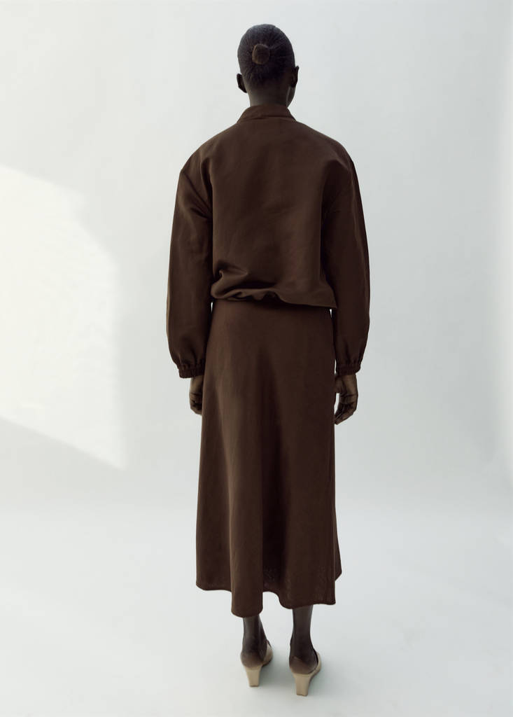 Linen bomber jacket — Chocolate