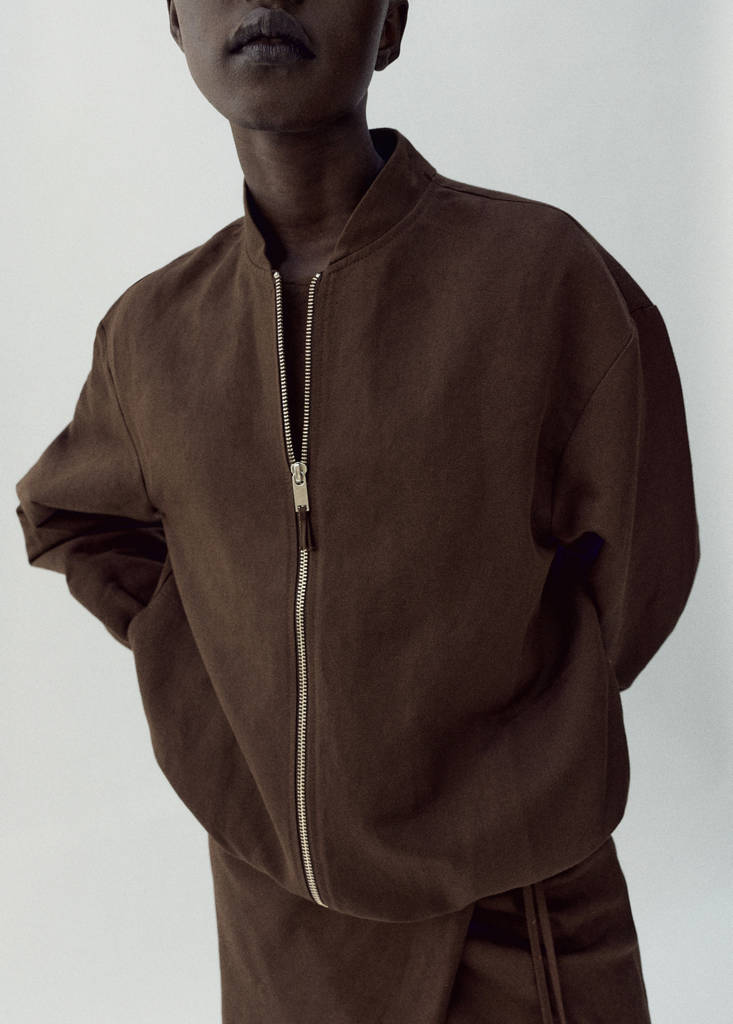 Linen bomber jacket — Chocolate