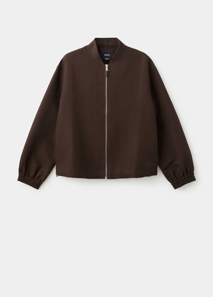 Linen bomber jacket — Chocolate