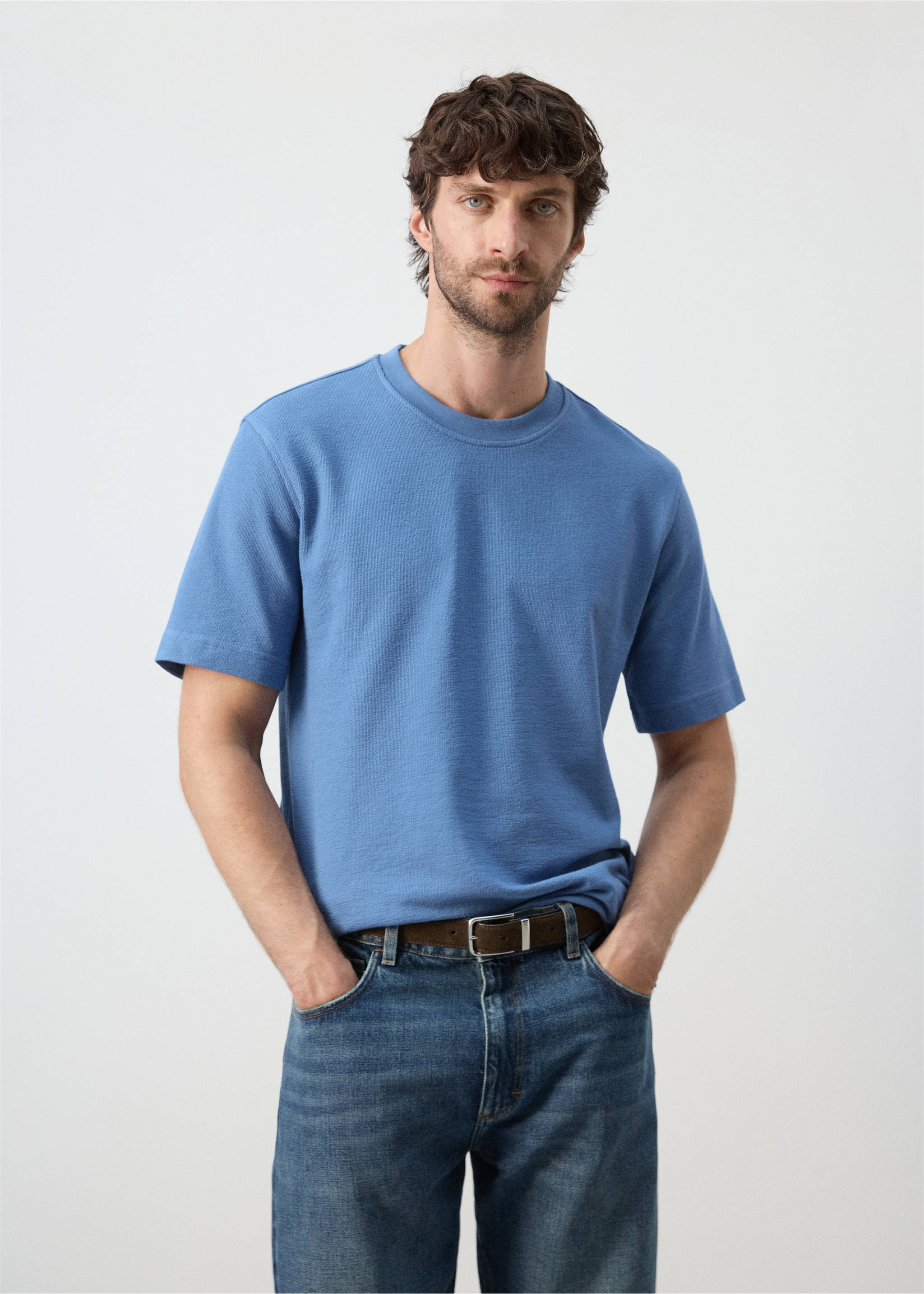100% cotton T-shirt regular fit - Medium plane, China Blue. Ref: 27045964-00.