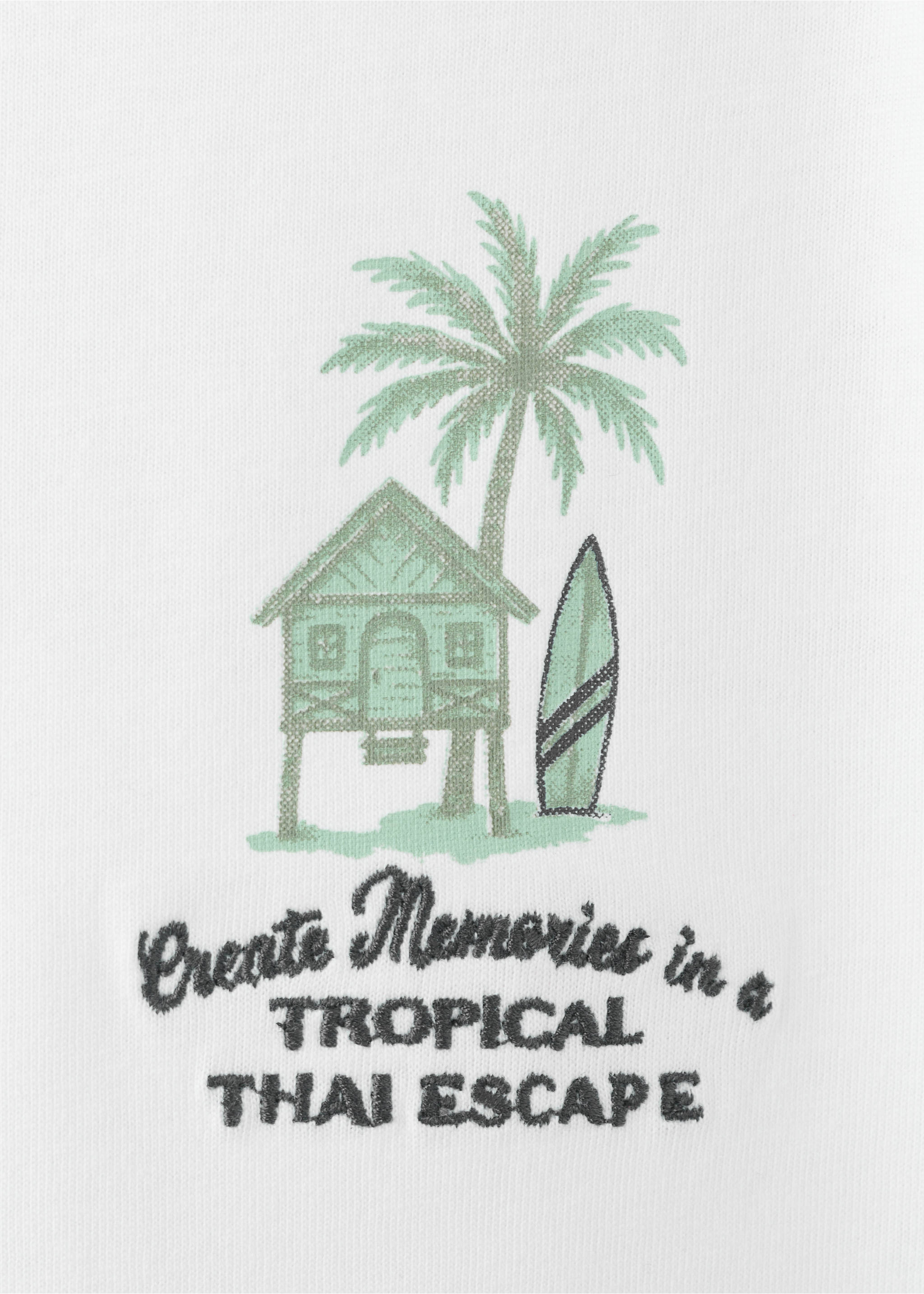 Printed cotton-blend t-shirt - Details of the article 8, White. Ref: 27045968-00.