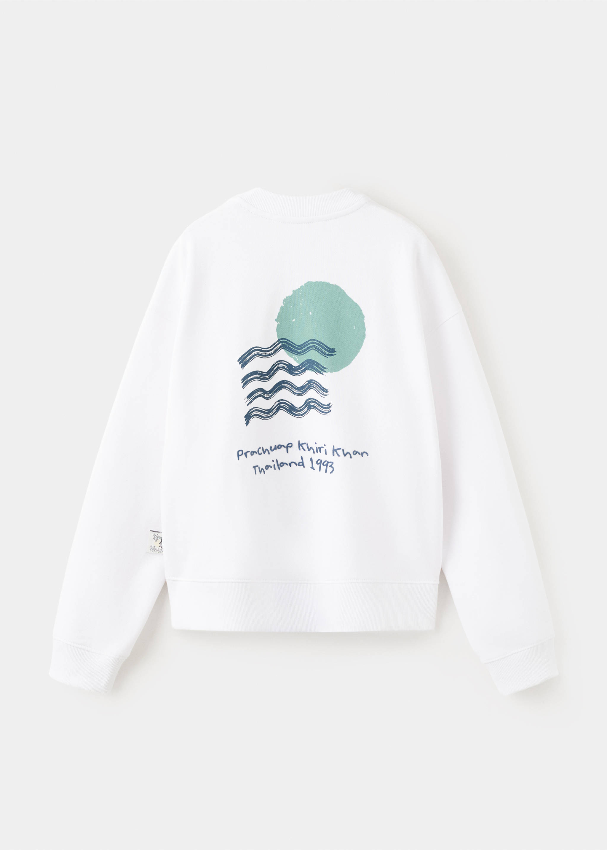 Sudadera algodón texto estampado - Reverso del artículo, Blanco roto. Ref: 27045970-00.