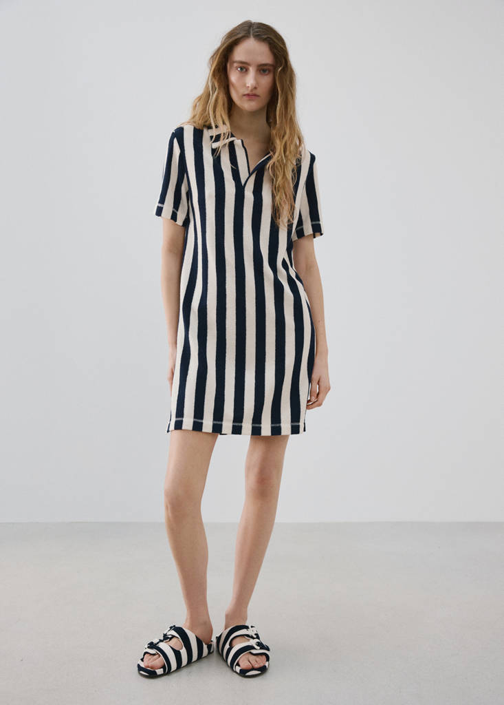 Terry cotton striped nightdress — Blue