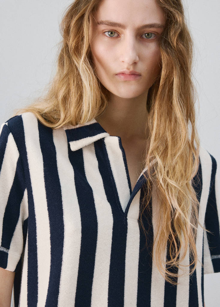 Terry cotton striped nightdress — Blue