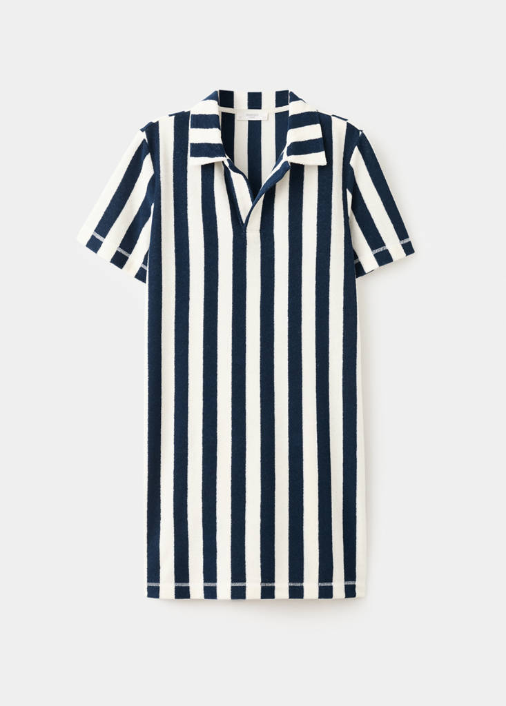 Terry cotton striped nightdress — Blue