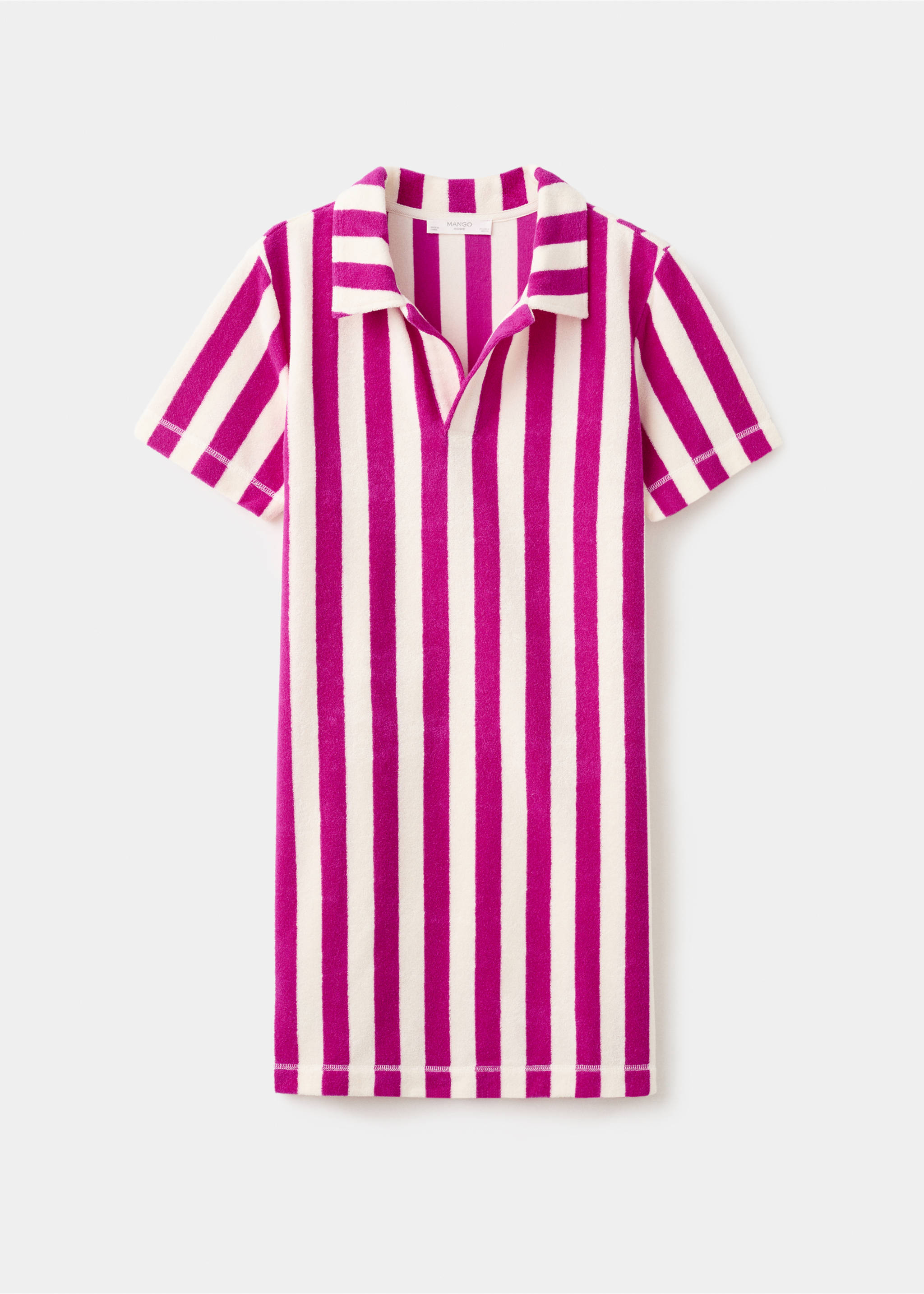 Terry cotton striped nightdress - Article without model, Fuchsia. Ref: 27045972-00.