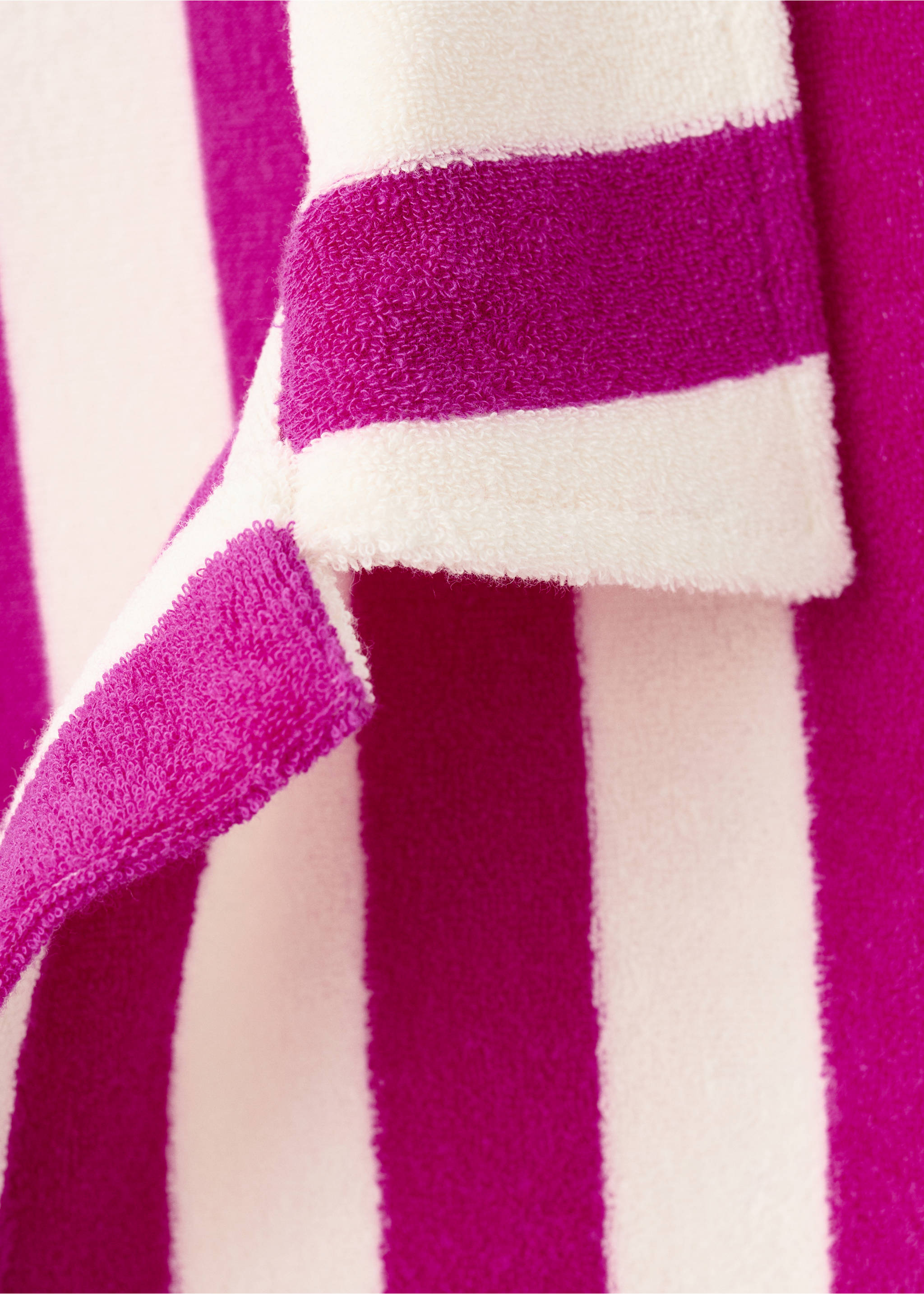 Terry cotton striped nightdress - Details of the article 8, Fuchsia. Ref: 27045972-00.