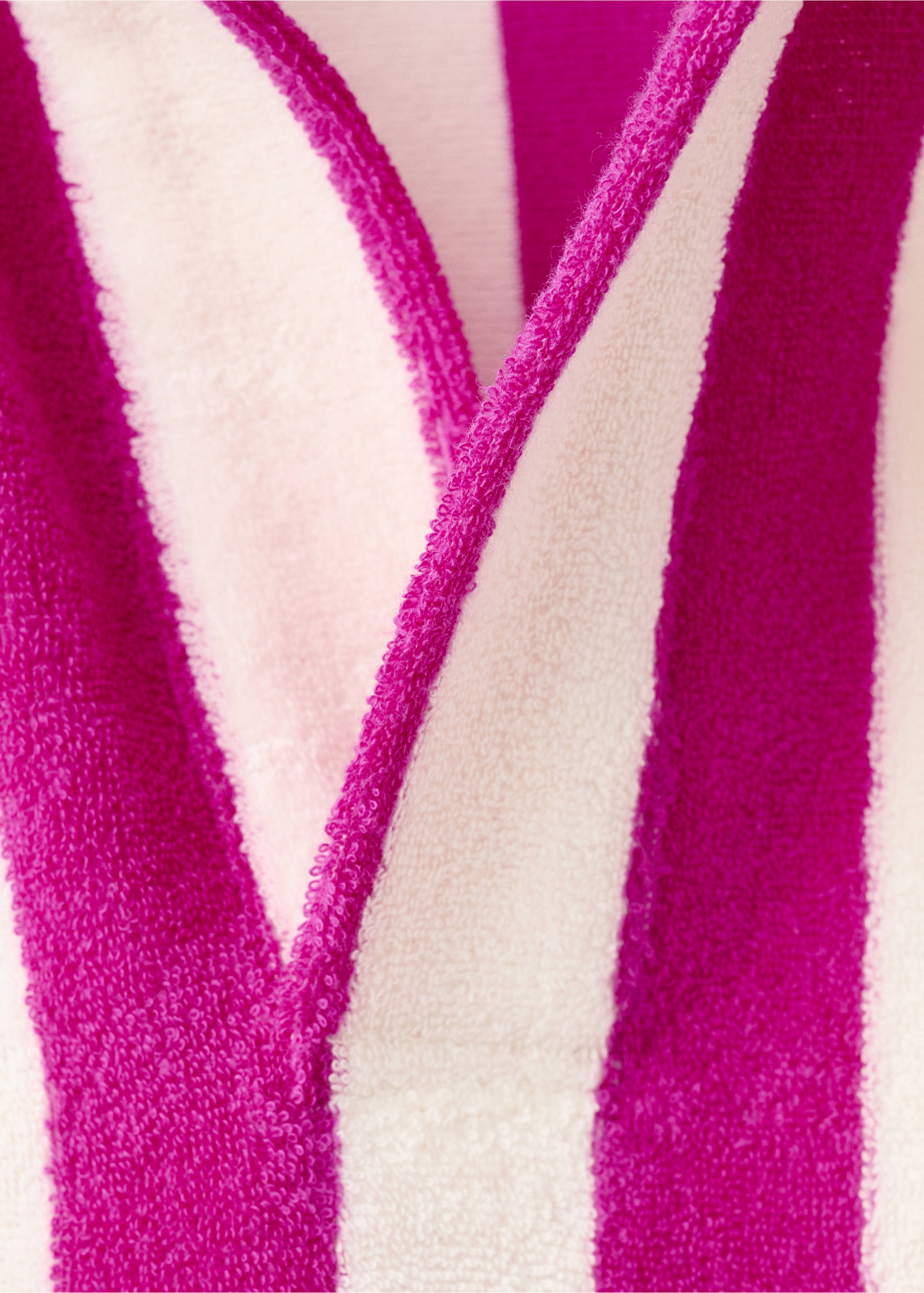 Terry cotton striped nightdress - Details of the article 0, Fuchsia. Ref: 27045972-00.