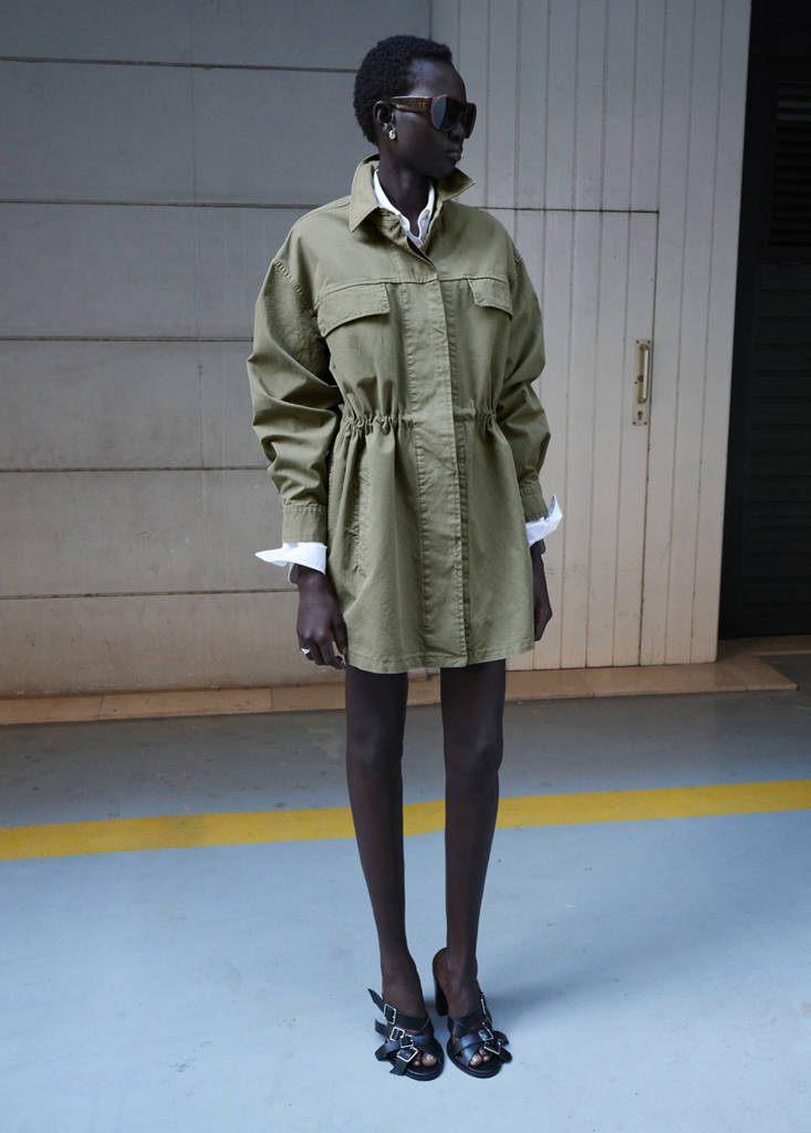 Oversized denim parka — Khaki
