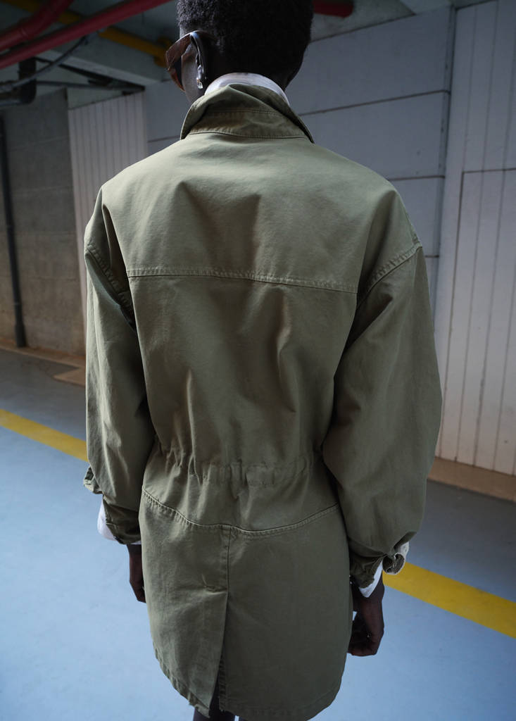 Oversized denim parka — Khaki