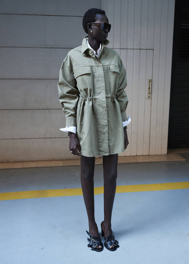 Oversized denim parka — Khaki