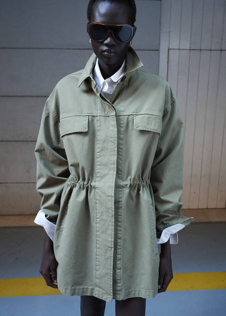 Oversized denim parka — Khaki