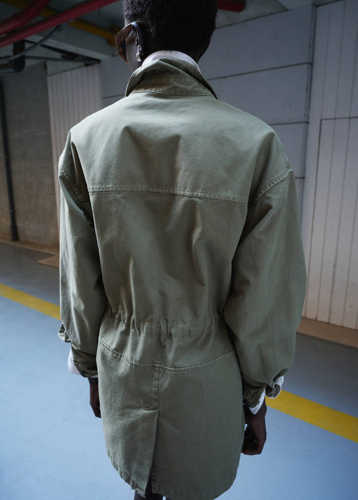 Oversized denim parka — Khaki