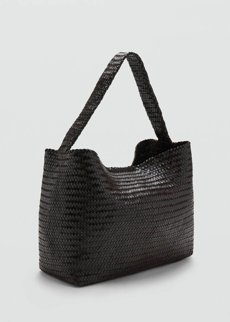 Medium-sized braided leather bag — Chocolate