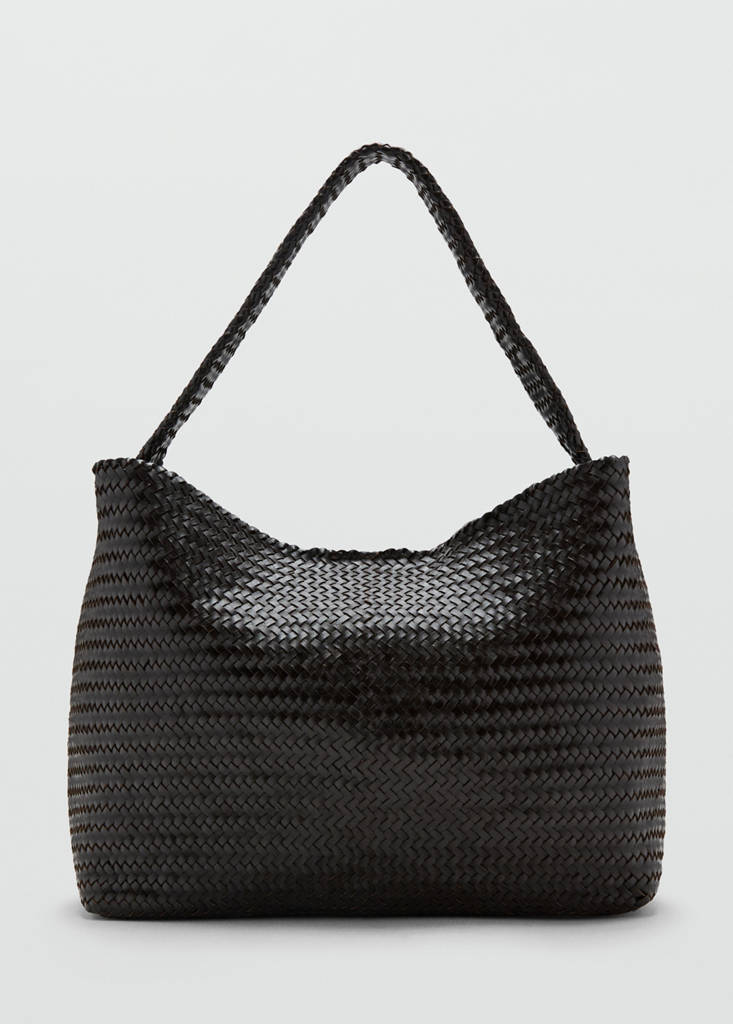 Medium-sized braided leather bag — Chocolate