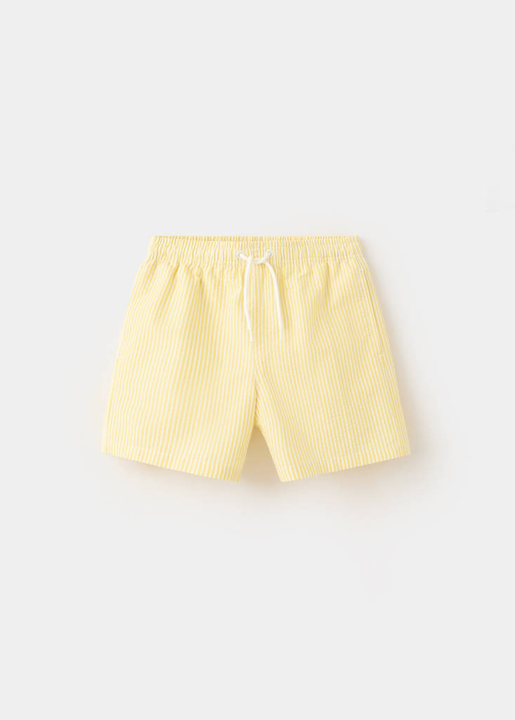 Seersucker striped swimsuit — Yellow