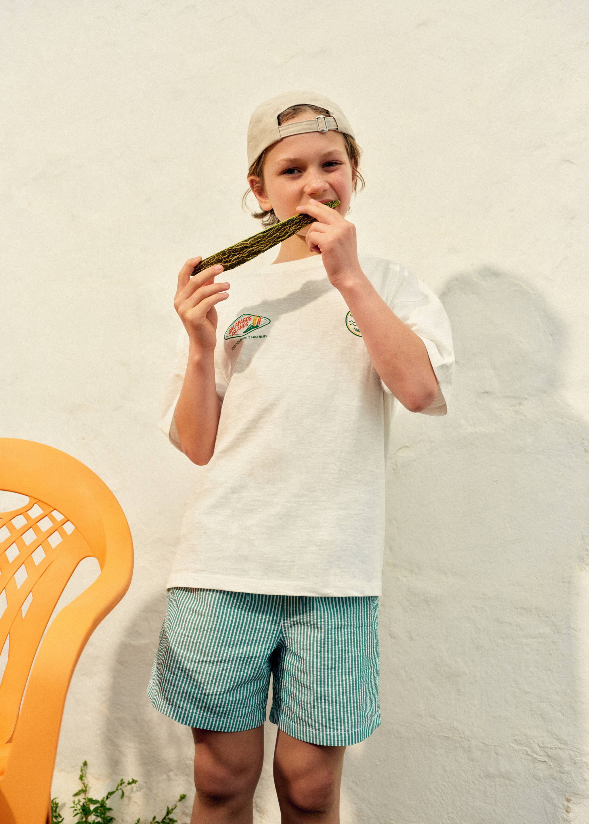 Gestreifte Seersucker-Badeshorts - Detail des Artikels 5