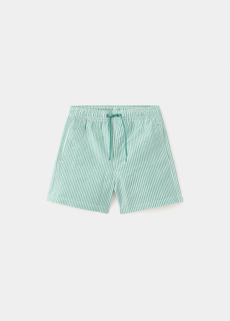 Seersucker striped swimsuit — Green