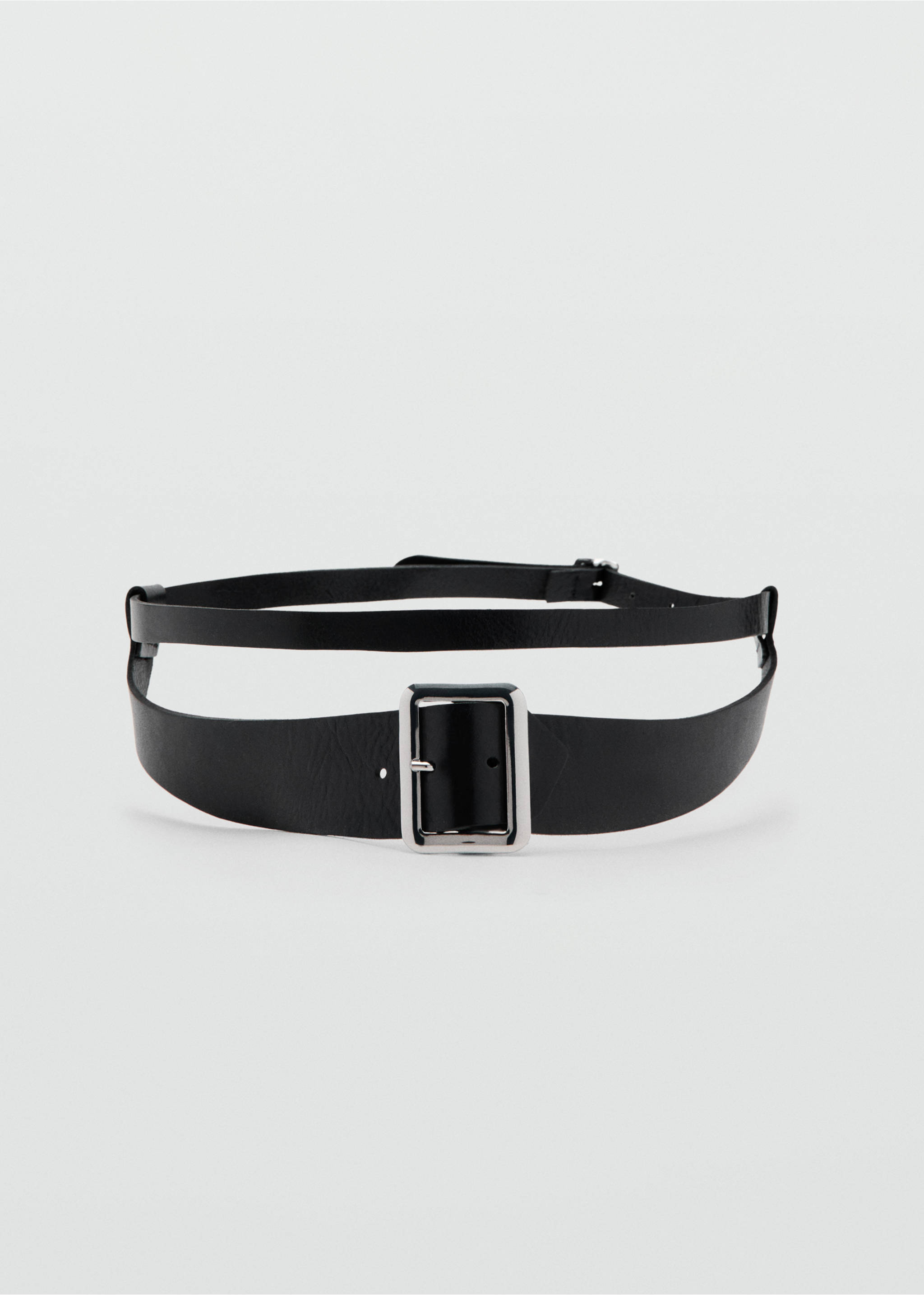 Leather mixed belt - Article without model, Black. Ref: 27045987-00.