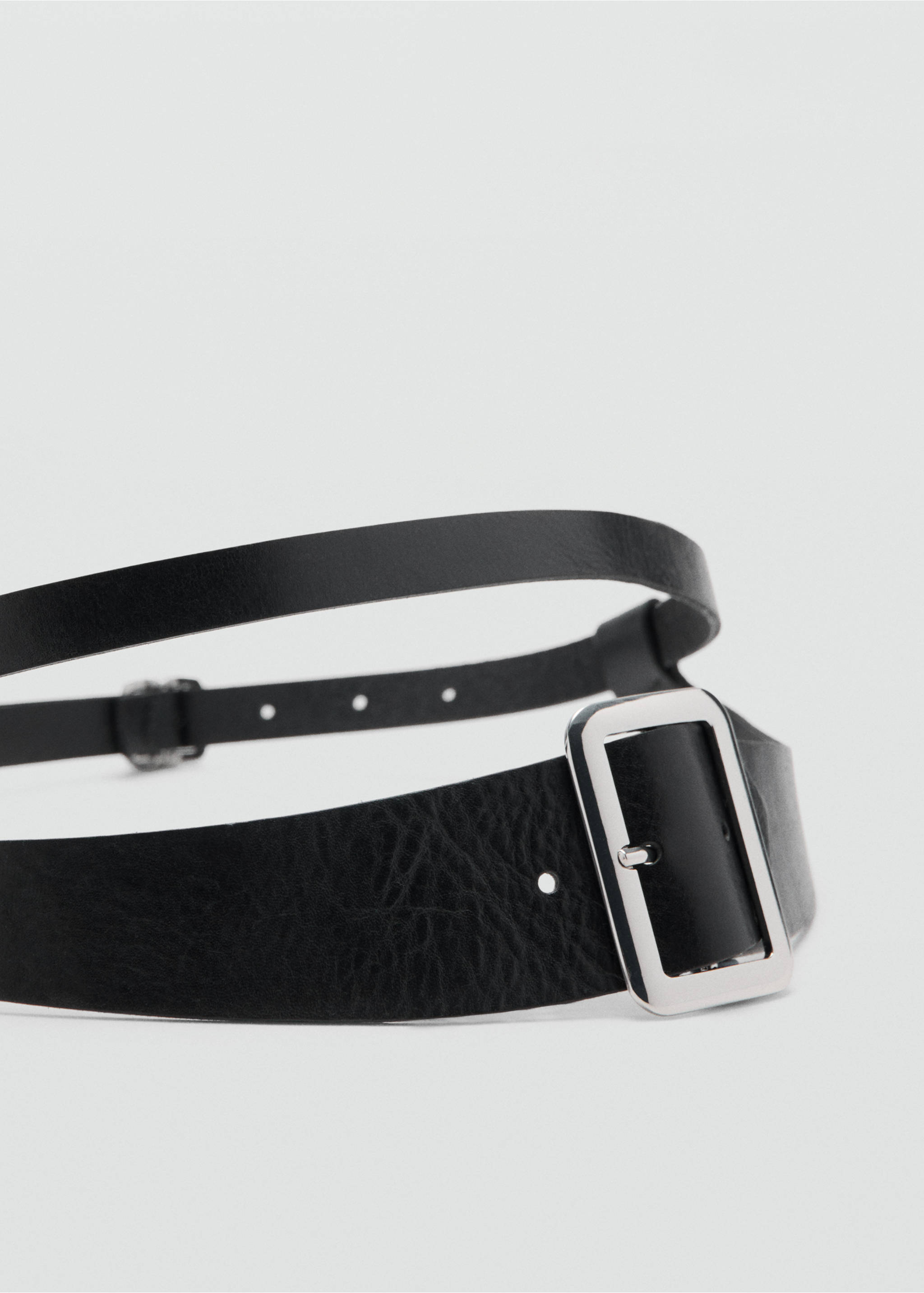 Leather mixed belt - Medium plane, Black. Ref: 27045987-00.