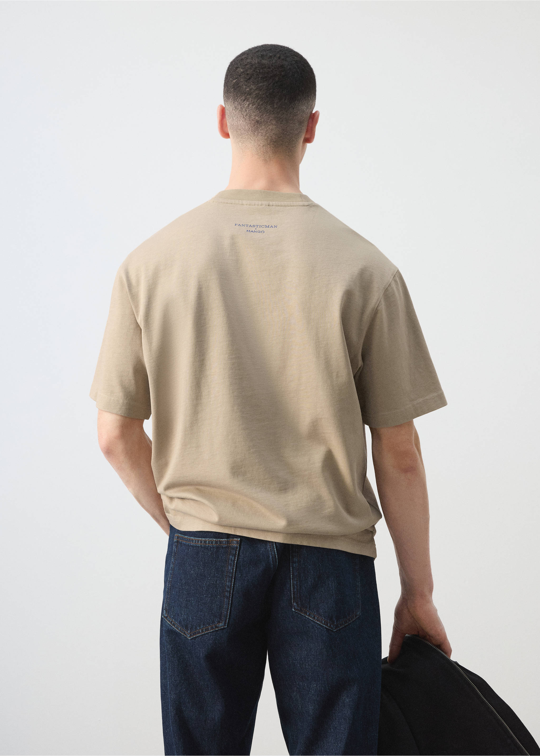 Camiseta 100% algodón estampado texto - Reverso del artículo, Beige. Ref: 27045990-00.