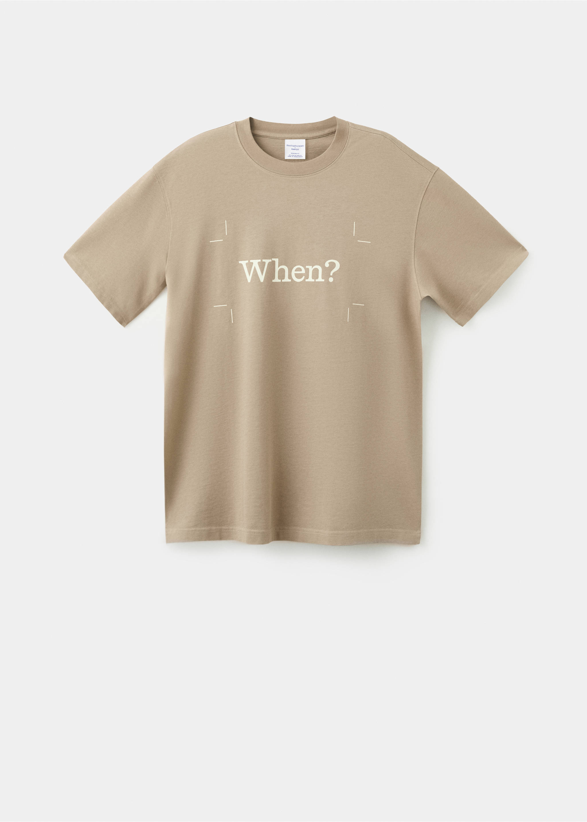 Camiseta 100% algodón estampado texto - Artículo sin modelo, Beige. Ref: 27045990-00.