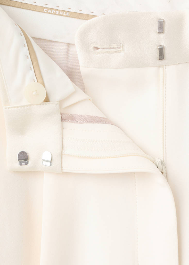 Satin waistband palazzo trousers — Ecru