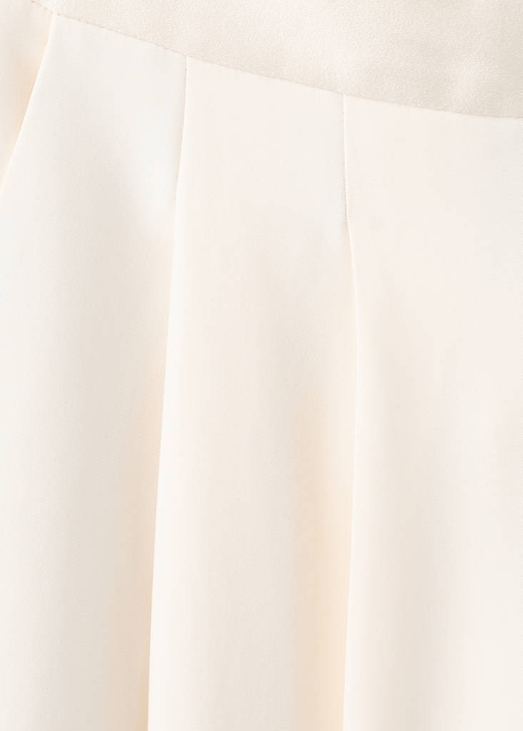 Satin waistband palazzo trousers — Ecru