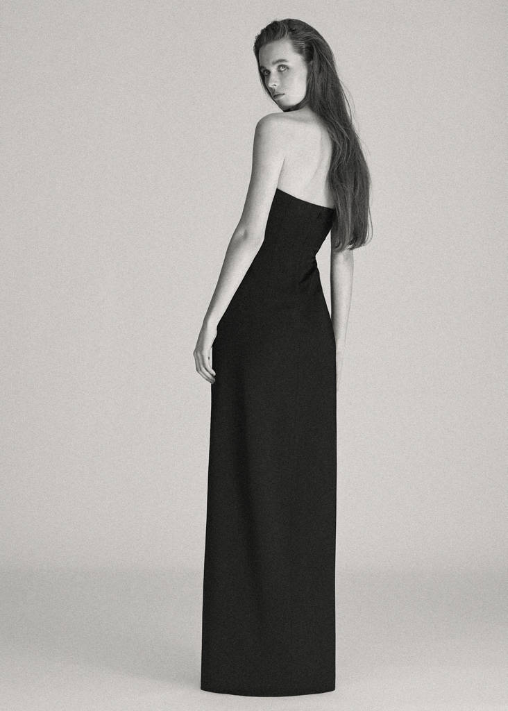 Strapless dress with metallic buckle — Black