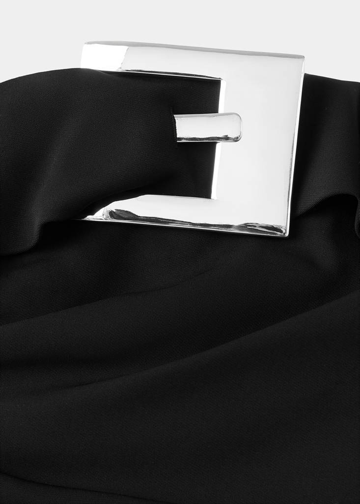 Strapless dress with metallic buckle — Black