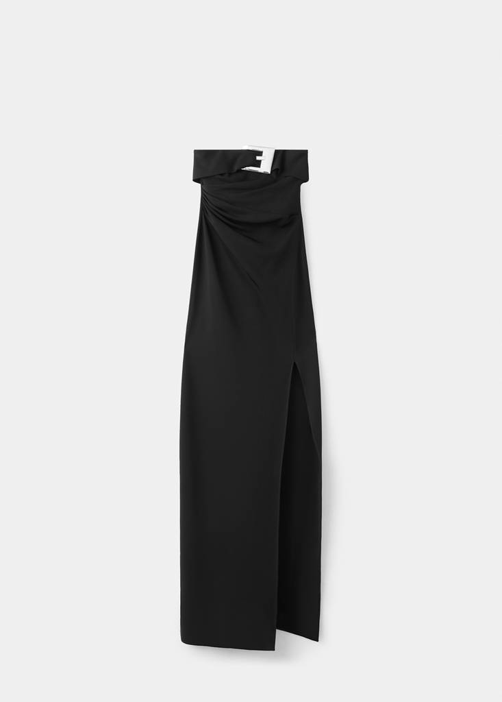 Strapless dress with metallic buckle — Black