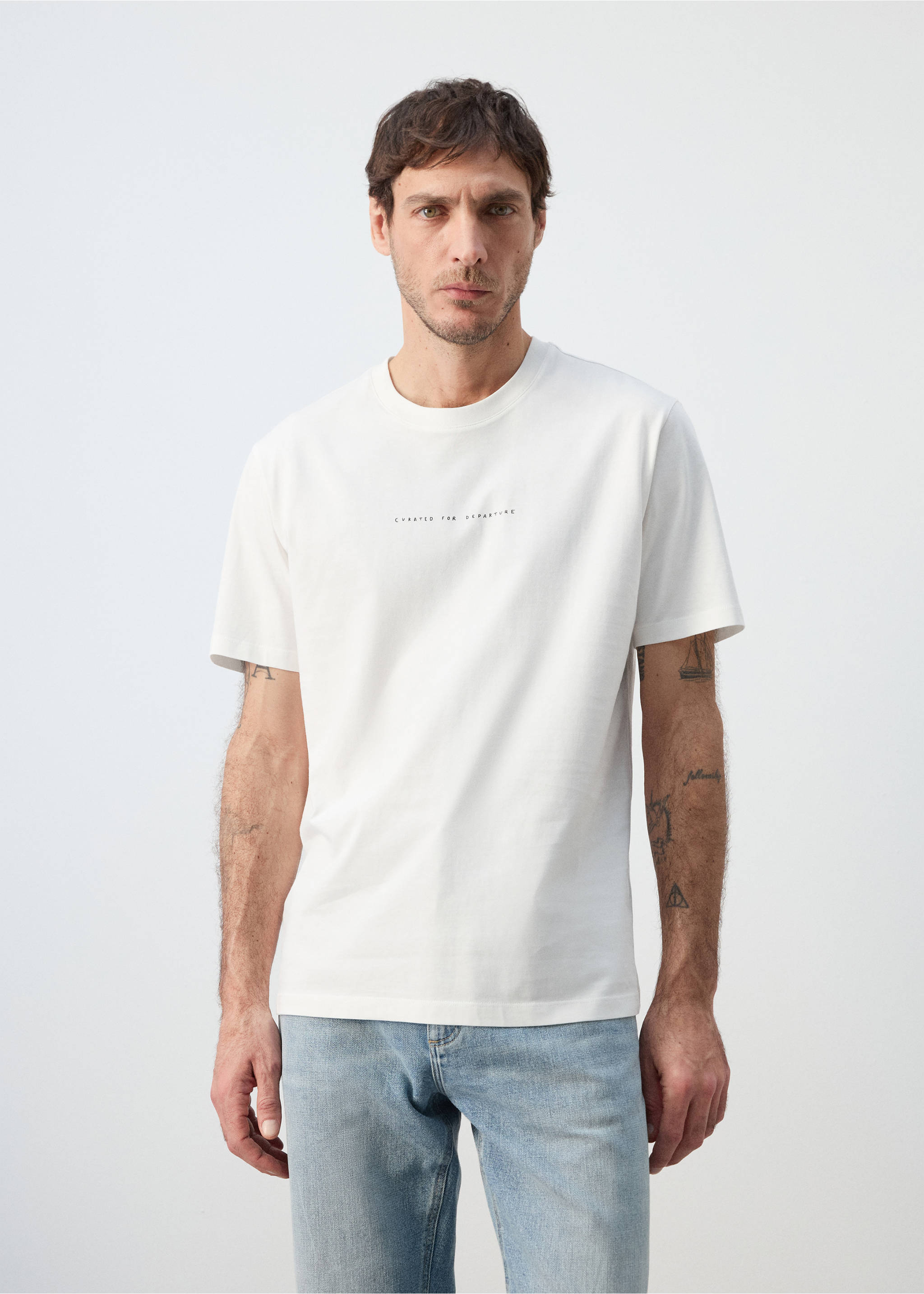 تيشيرت 100% قطن بطبعة رسومية - رؤية وسط, أبيض. Ref: 27045998-00.