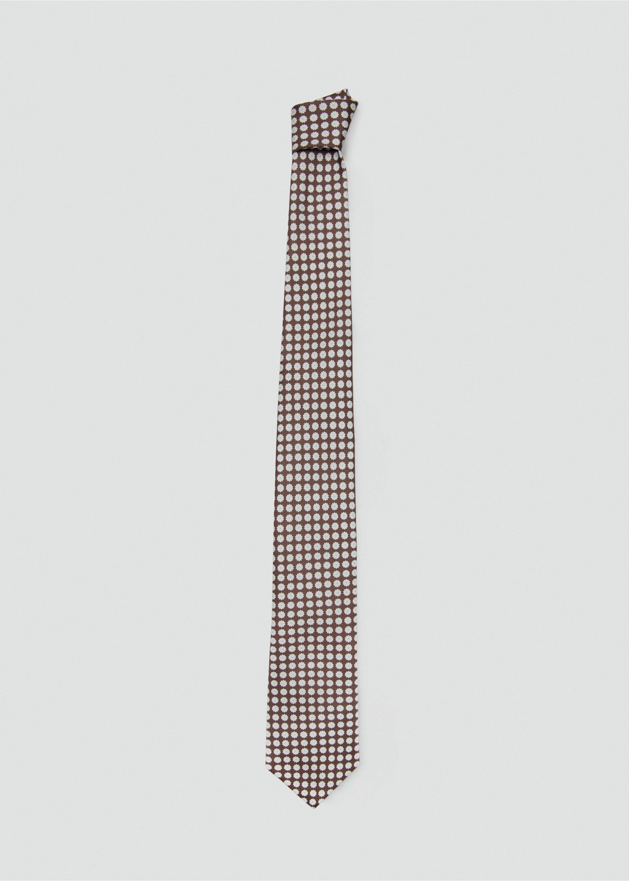 100% silk tie with floral print - Article without model, Brown. Ref: 27045999-00.
