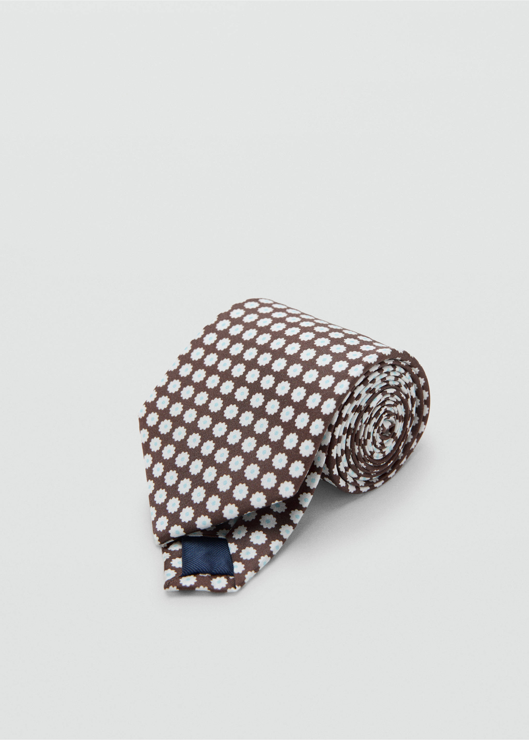 100% silk tie with floral print - Medium plane, Brown. Ref: 27045999-00.