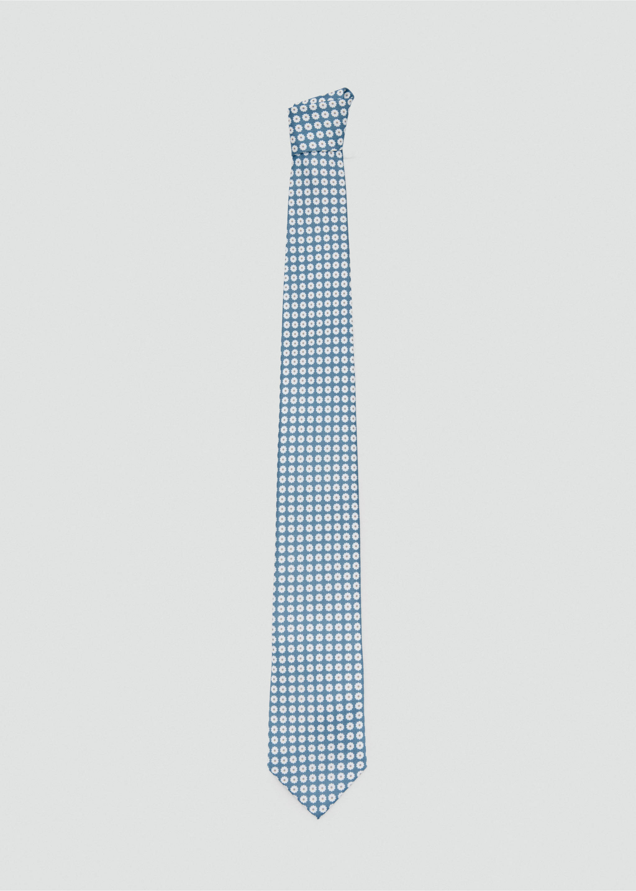 100% silk tie with floral print - Article without model, Sky Blue. Ref: 27045999-00.