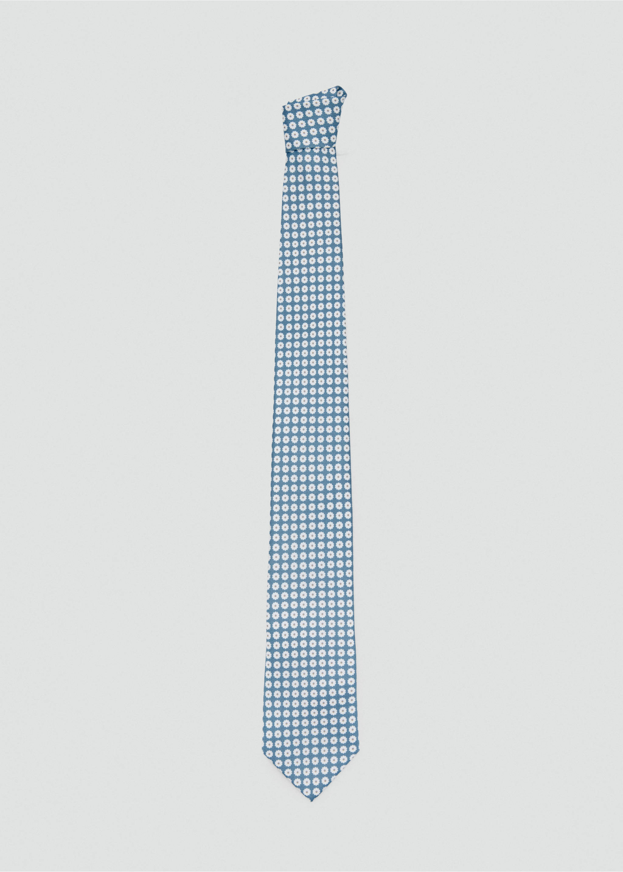 100% silk tie with floral print - Article without model, Sky Blue. Ref: 27045999-00.