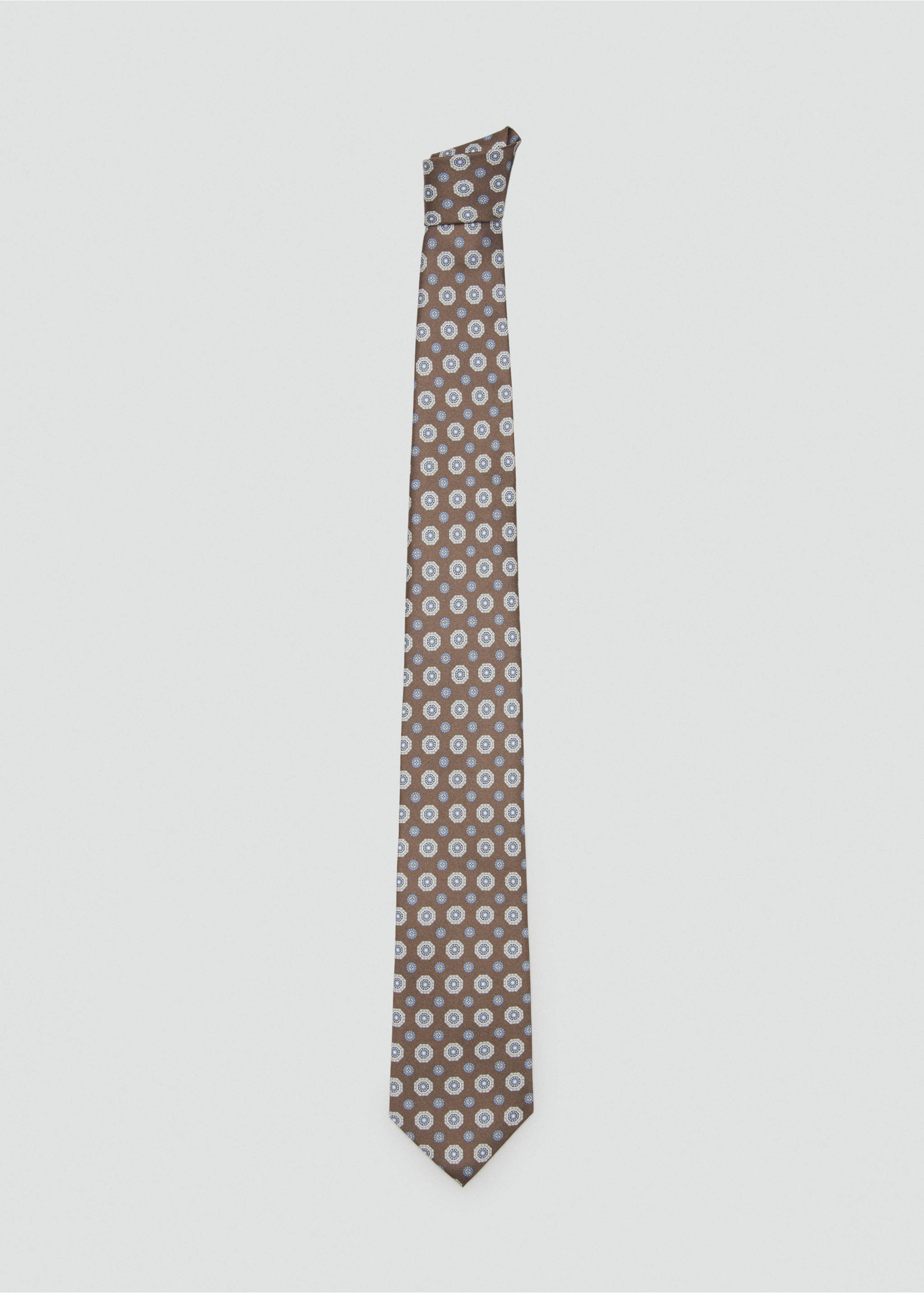 100% silk patterned tie - Article without model, Brown. Ref: 27046000-00.