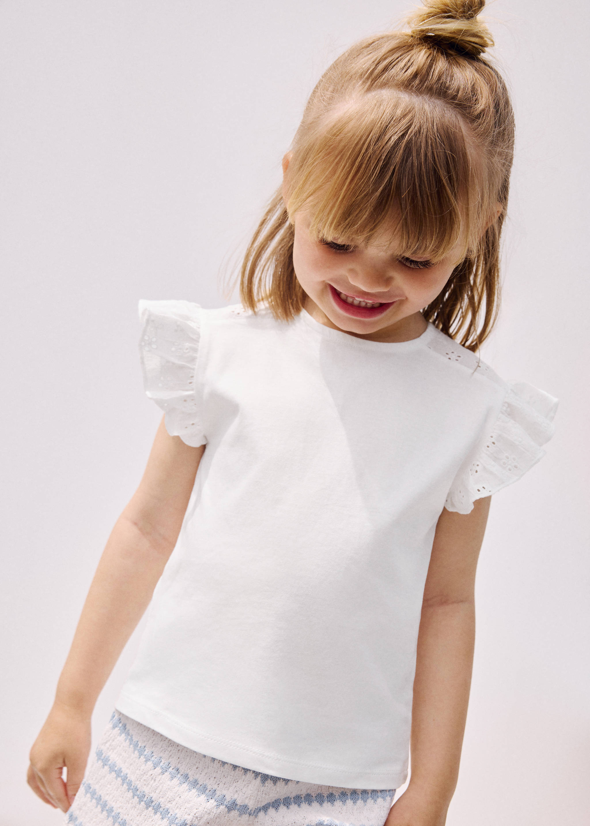 Ruffle top with embroidered details - General plane