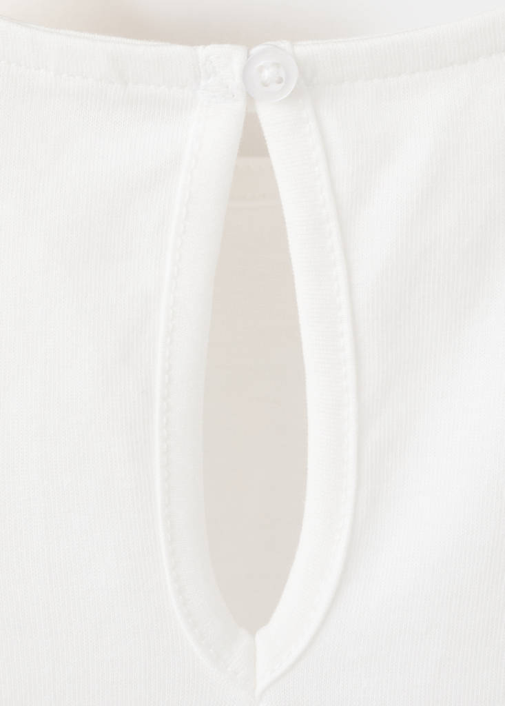 Ruffle top with embroidered details — Off White