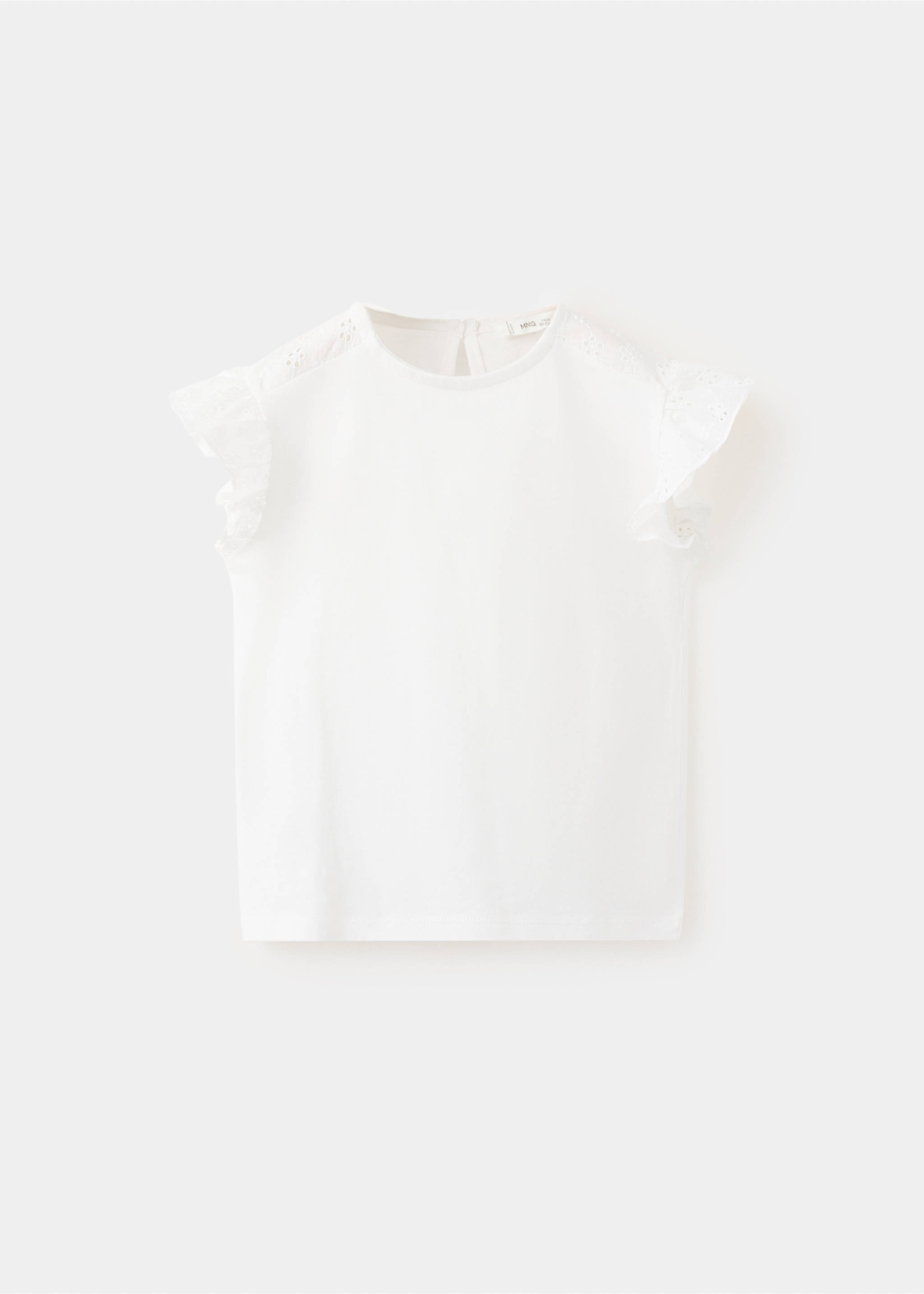 Ruffled tee with embroidered details - Article without model, Off White. Ref: 27046339-00.