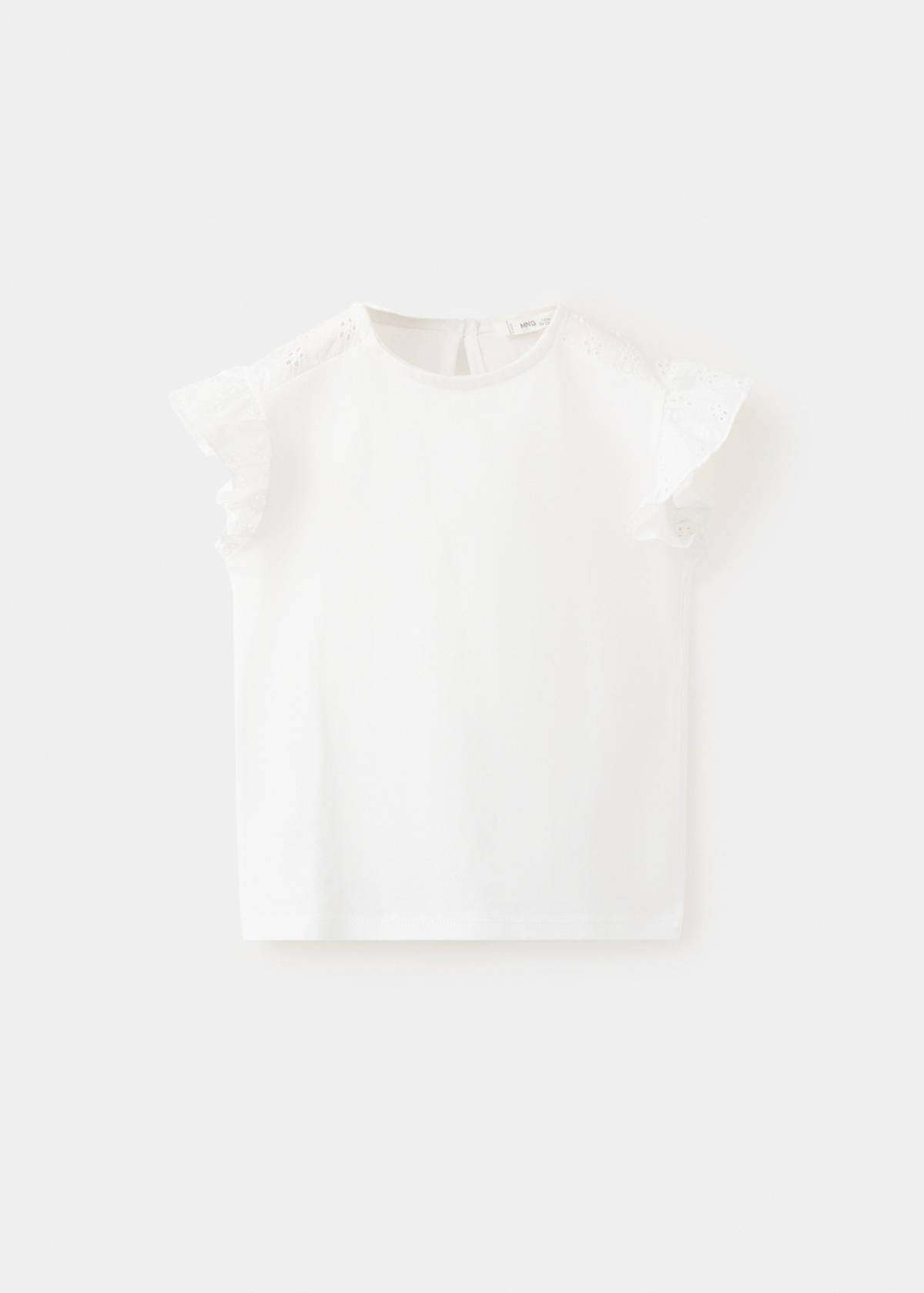 Ruffle top with embroidered details — Off White