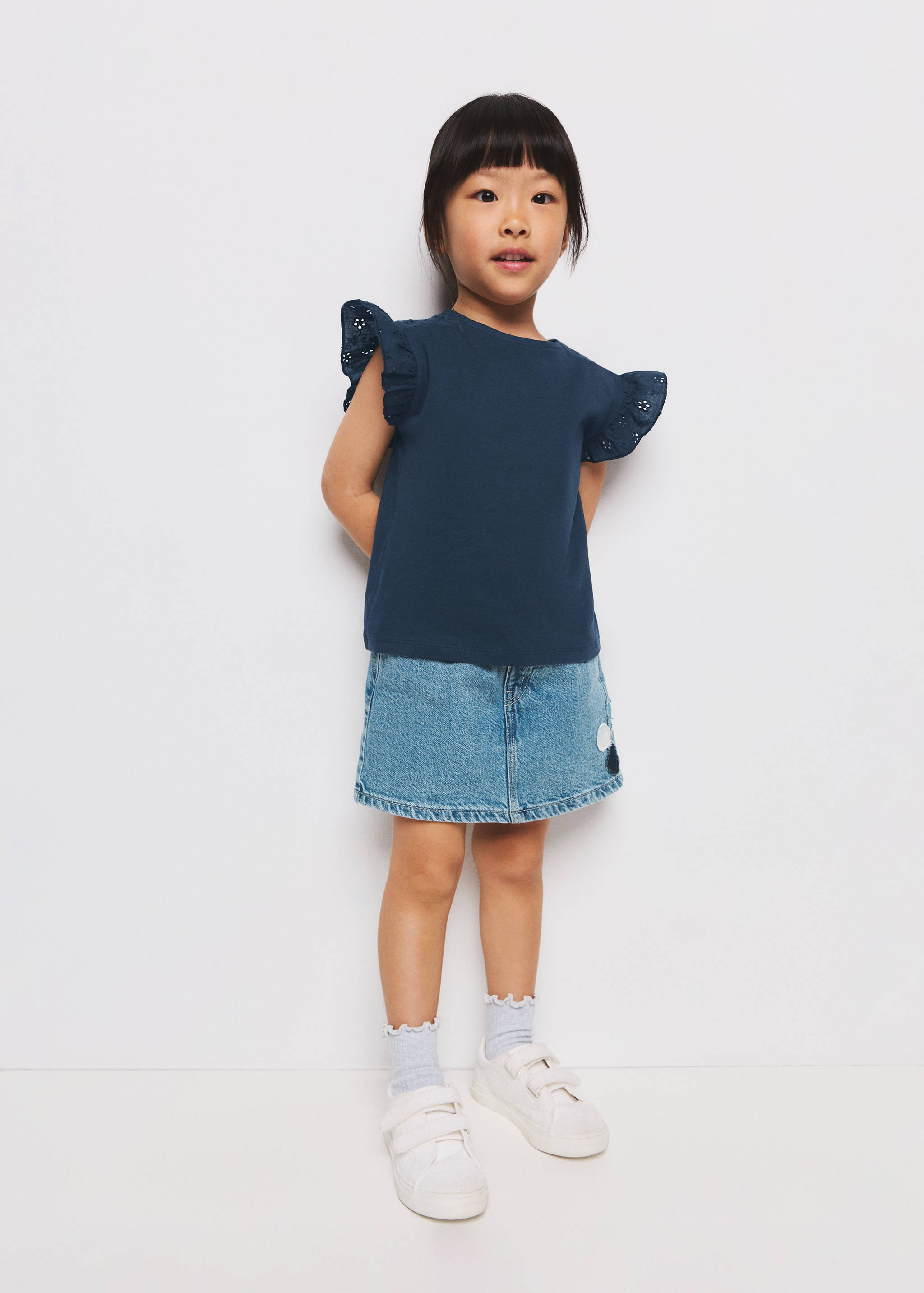 Ruffle top with embroidered details - General plane