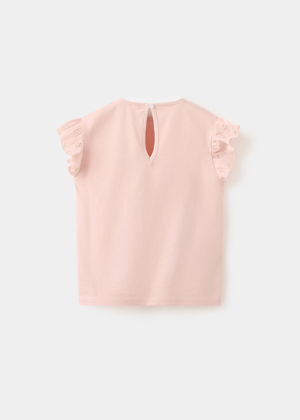 Ruffle top with embroidered details — Pink