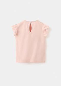 Ruffle top with embroidered details — Pink 5