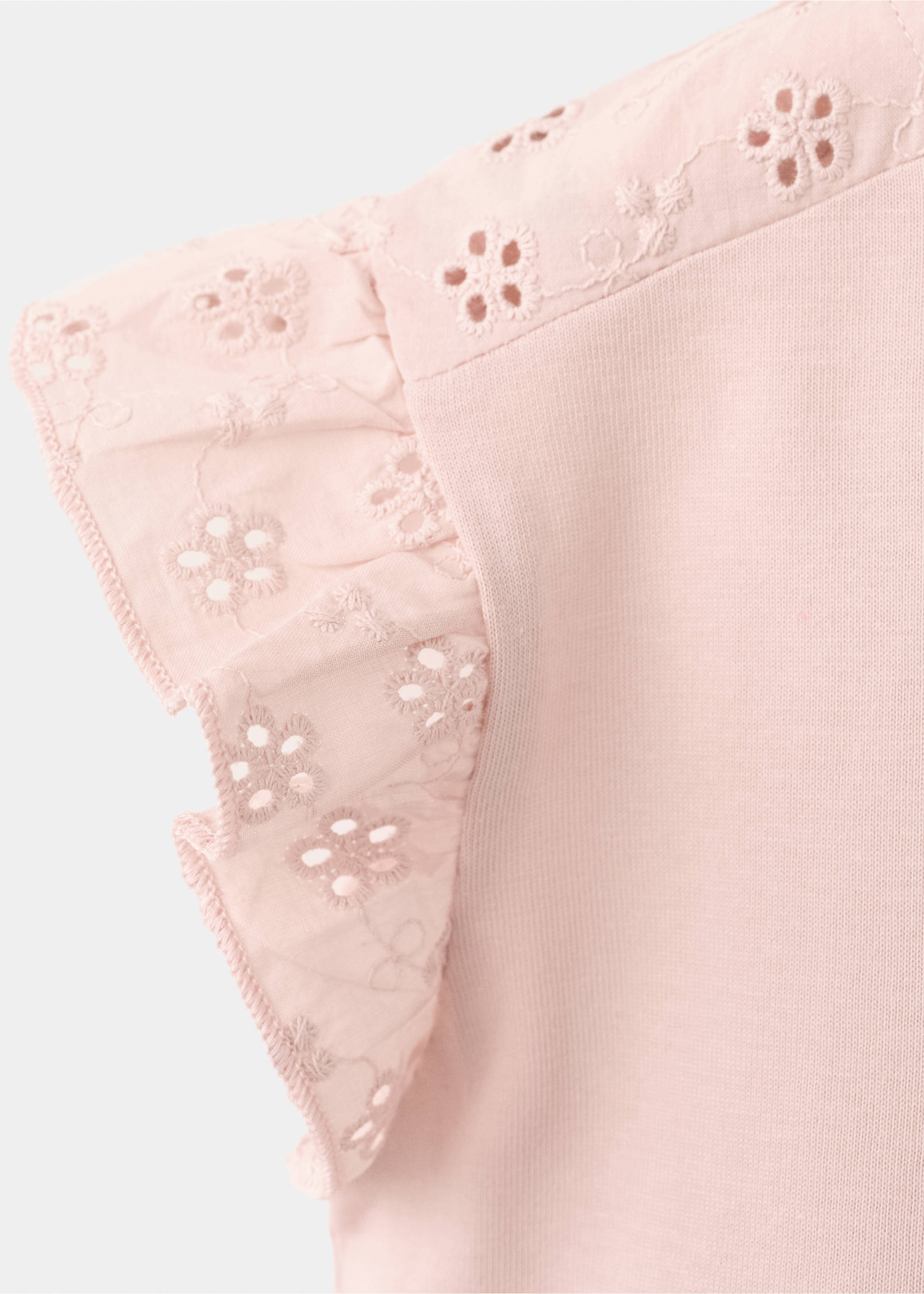 Ruffle top with embroidered details - Details of the article 8, Pink. Ref: 27046339-00.