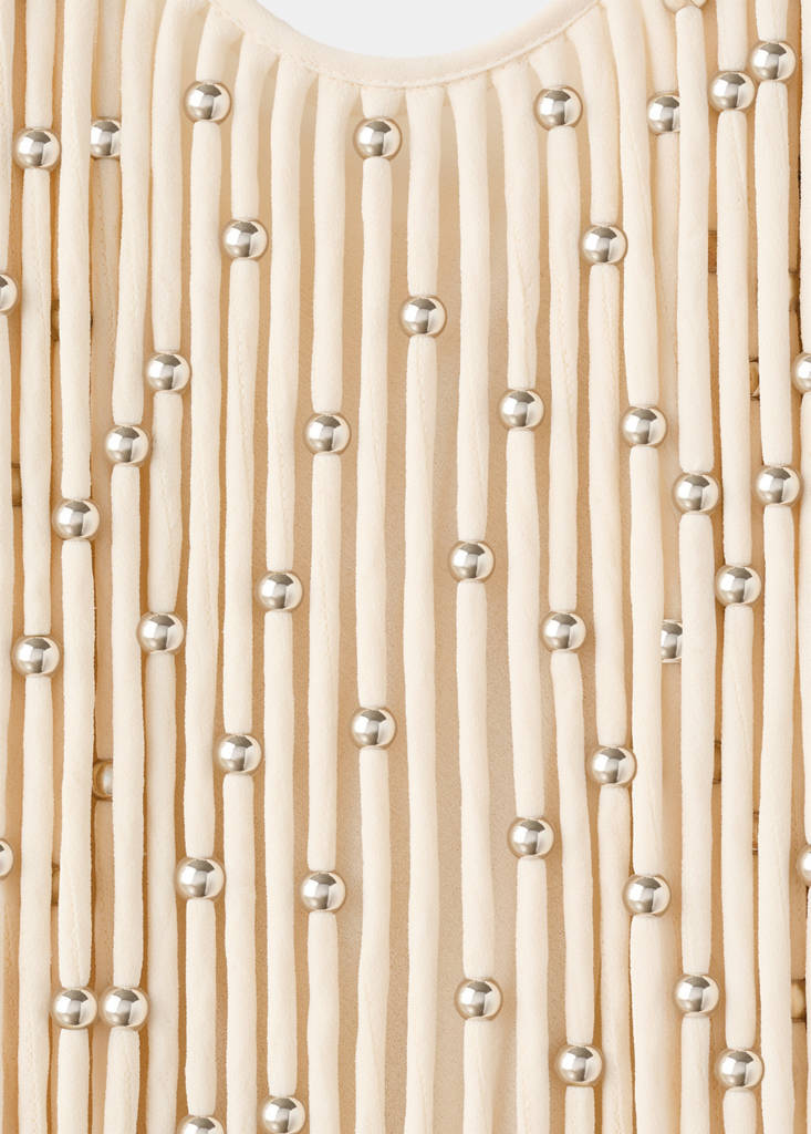 Long dress with sphere tassels — Off White