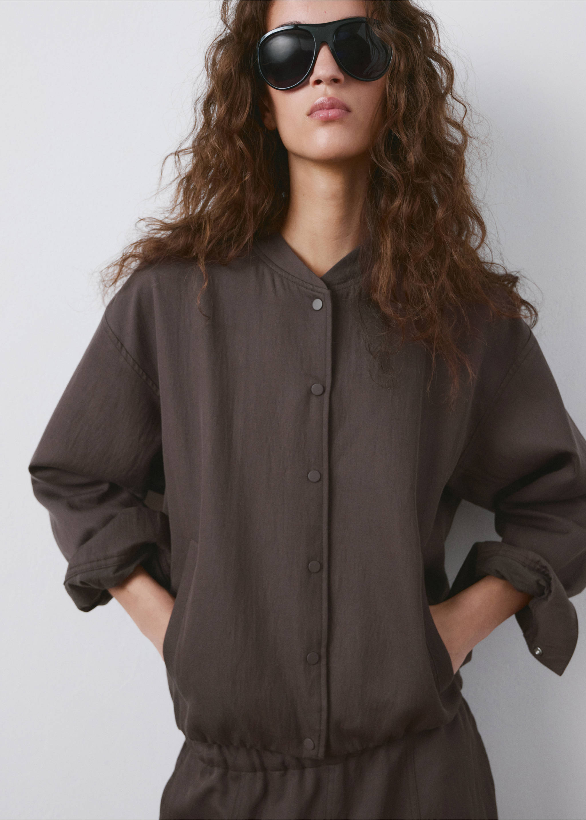 Lyocell bomber jacket - Medium plane, Purple. Ref: 27046346-01.